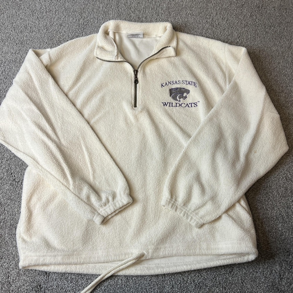 Kansas State Wildcats Fleece Pullover Sweatshirt Mens Medium White NCAA Football